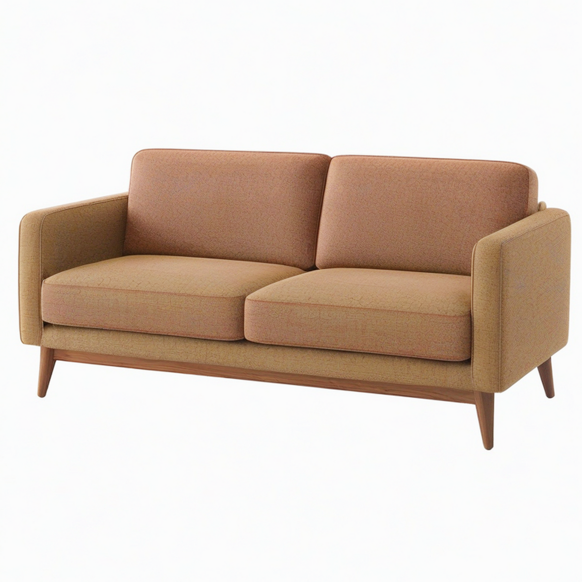 Canapé 2 places 160 cm en tissu marron style rétro avec pieds en bois