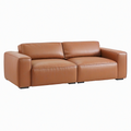 Canapé 2 places 180 x 90 x 85 cm en similicuir cognac style contemporain