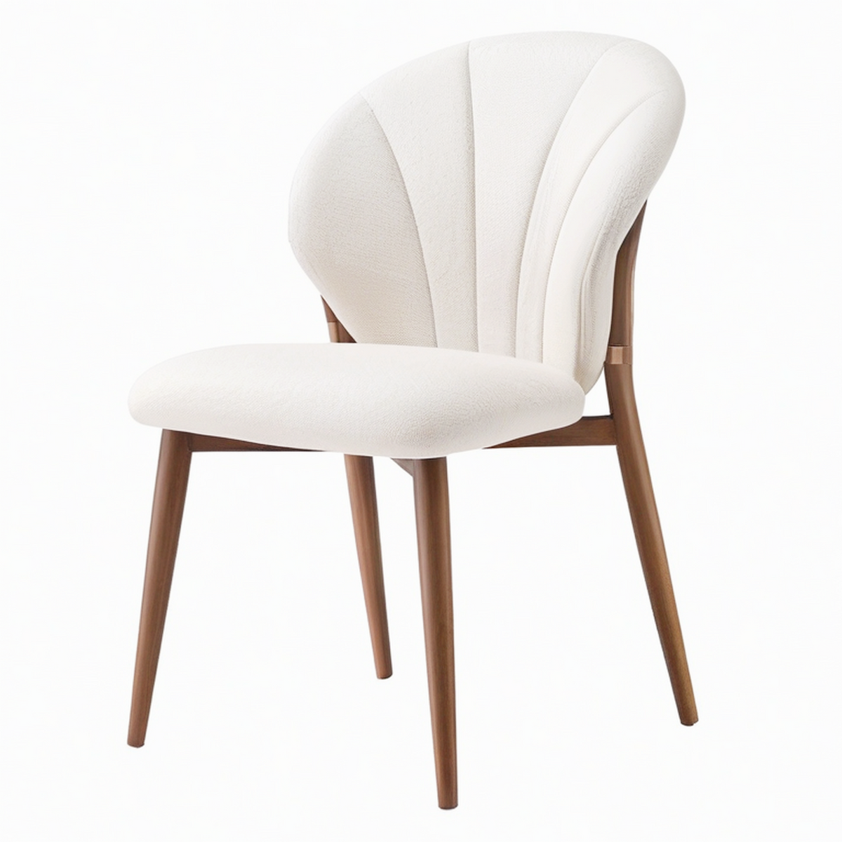 Chaise de salle à manger 58 x 60 x 82 cm tissu bouclette écru bois marron dossier coquillage