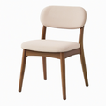 Chaise de salle à manger 52 x 56 x 80 cm en bois brun et tissu beige rembourrée