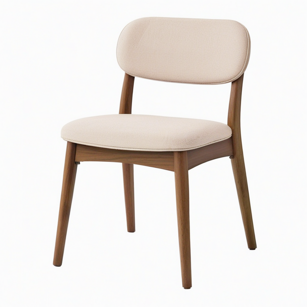 Chaise de salle à manger 52 x 56 x 80 cm en bois brun et tissu beige rembourrée