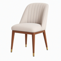Chaise de salle à manger 52 x 62 x 86 cm en tissu beige avec pieds en bois style contemporain