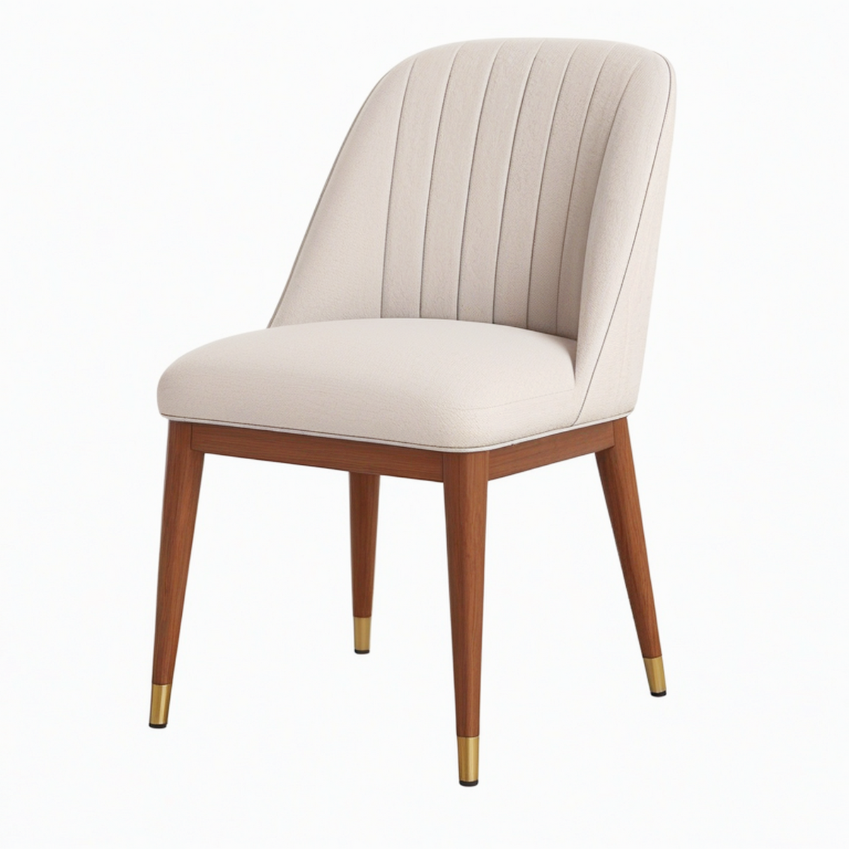 Chaise de salle à manger 52 x 62 x 86 cm en tissu beige avec pieds en bois style contemporain