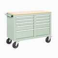 Servante d atelier 112 x 55 x 90 cm en métal vert menthe avec plateau bois et tiroirs mobiles