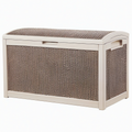 Coffre de rangement extérieur 120 x 56 x 63 cm en résine taupe effet tressé avec couvercle