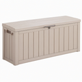 Coffre de rangement extérieur 120 x 55 x 60 cm en résine taupe avec couvercle verrouillable