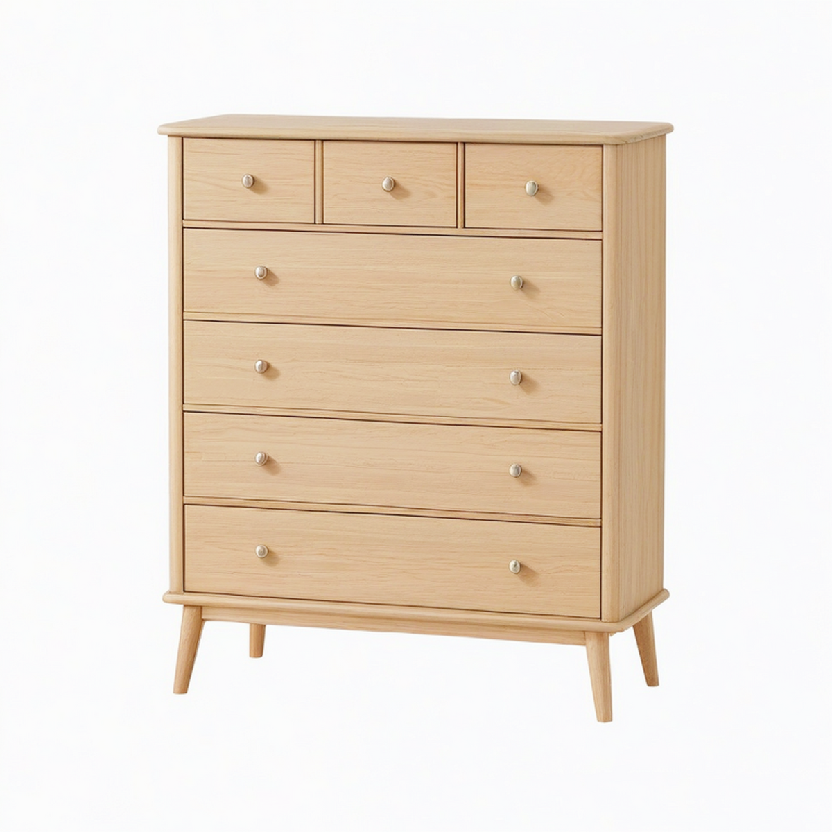 Commode 100 x 45 x 120 cm en bois chêne naturel à 7 tiroirs style scandinave