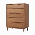 Commode 90 x 45 x 120 cm en bois marron à 6 tiroirs style rétro