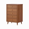 Commode 80 x 45 x 110 cm en bois brun à 5 tiroirs style rétro