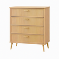 Commode 80 x 40 x 110 cm en bois naturel à 4 tiroirs style moderne