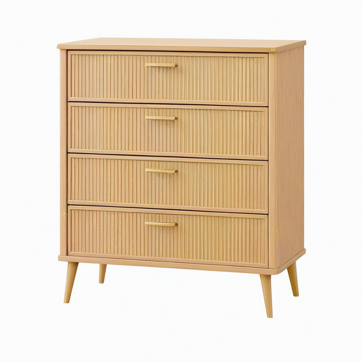 Commode 80 x 40 x 110 cm en bois naturel à 4 tiroirs style moderne